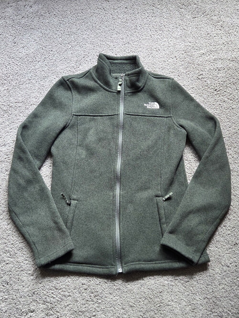 The North Face Women's Full-Zip Olive Green Fleece Jacket, Size S Gorpcore